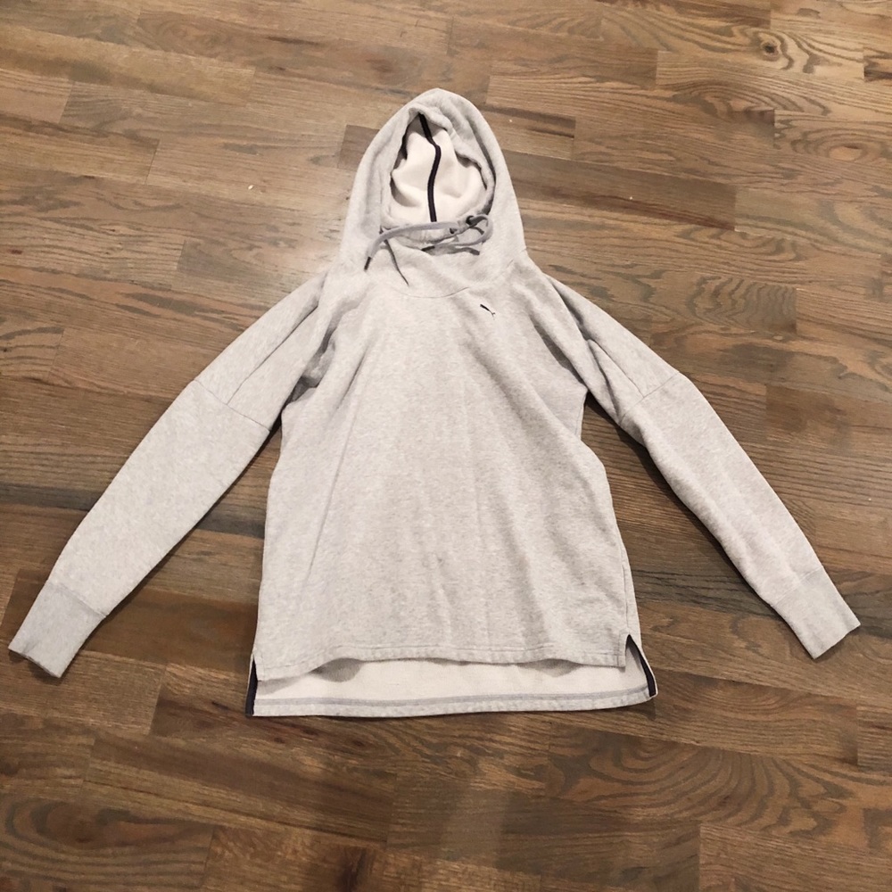 Grey Puma Hoodie with Cowl Neck